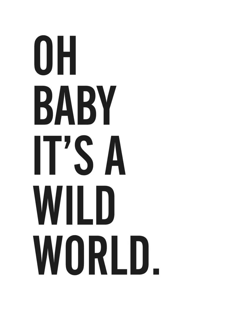 Wilde wereld citaat - Minimalistisch typografie ontwerp poster met kunststof frame van Whole©