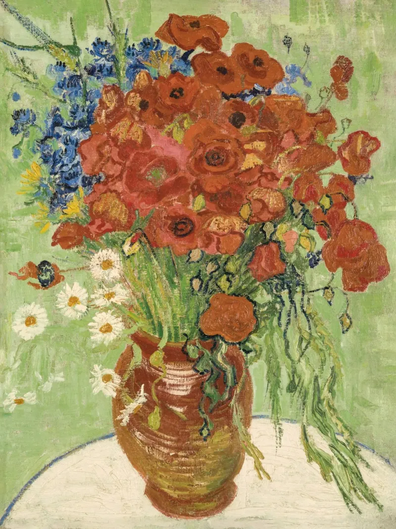 Natura morta papaveri van Gogh alluminio dibond da Carinaprint
