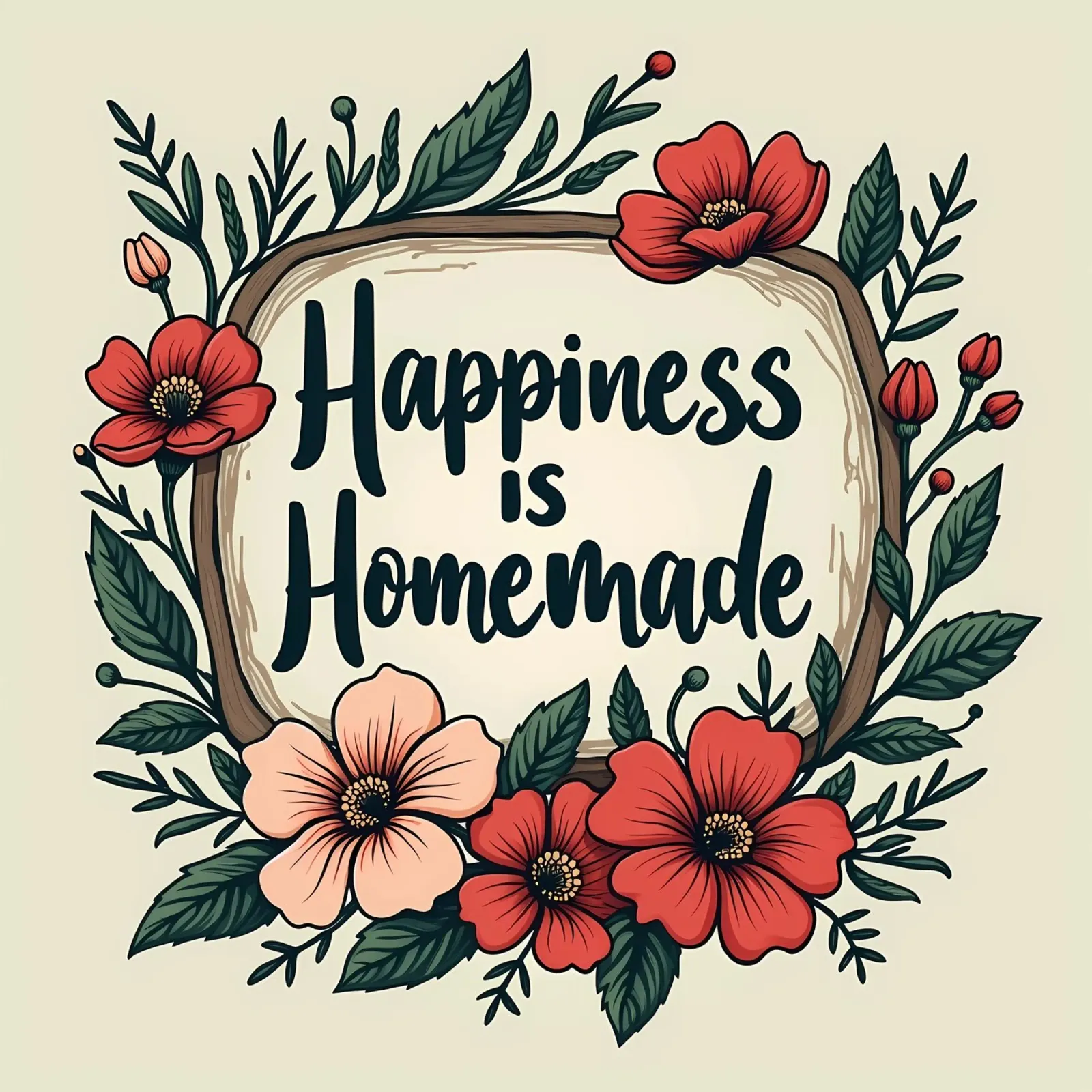 Happiness is Homemade poster with plastic frame by inspirational quote