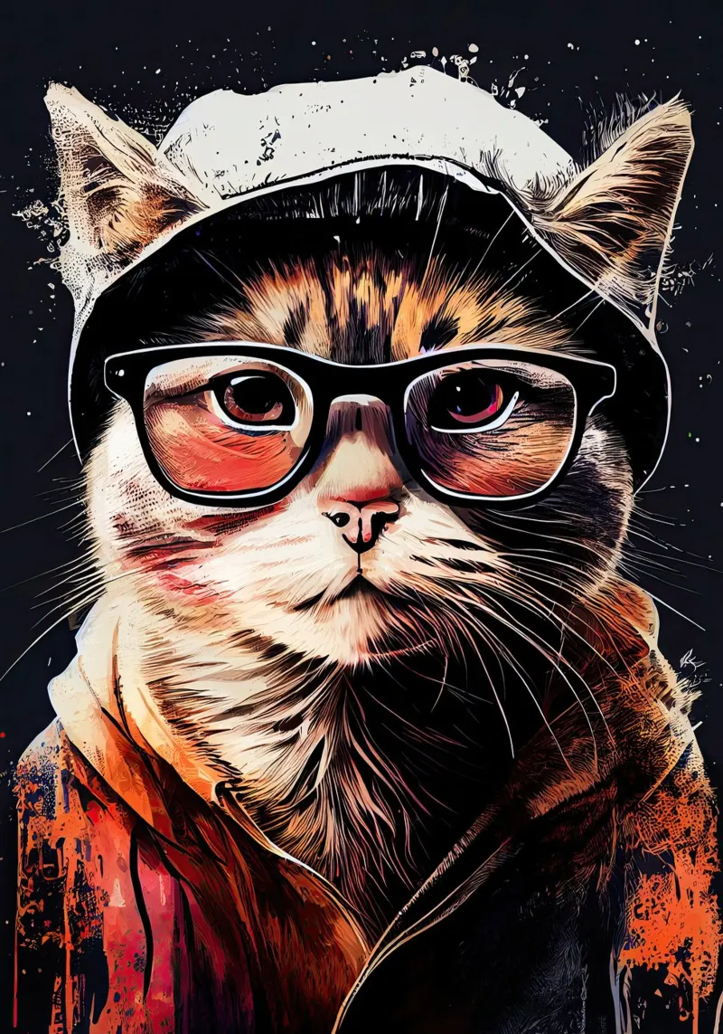 Gatto hipster Ruby animal art pellicola backlit da Justyna Jaszke JBJart
