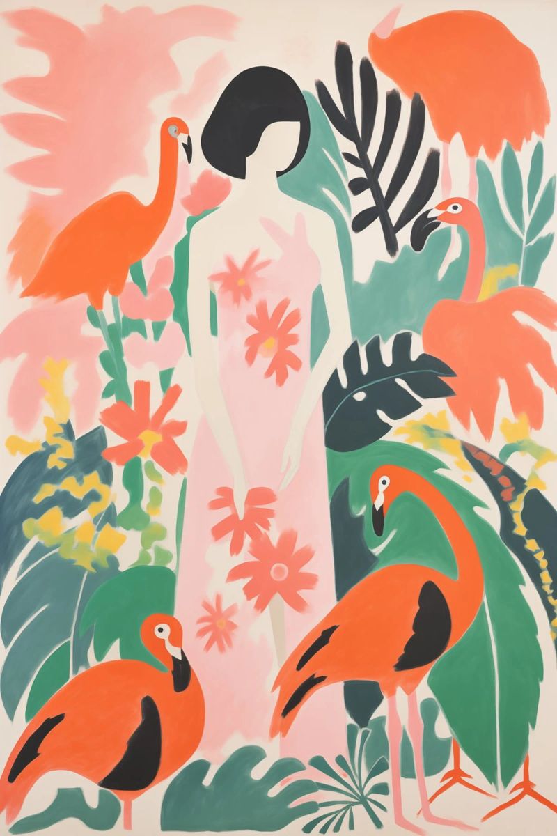 Matisse Femme dans un jardin de flamants roses poster de Autofocus