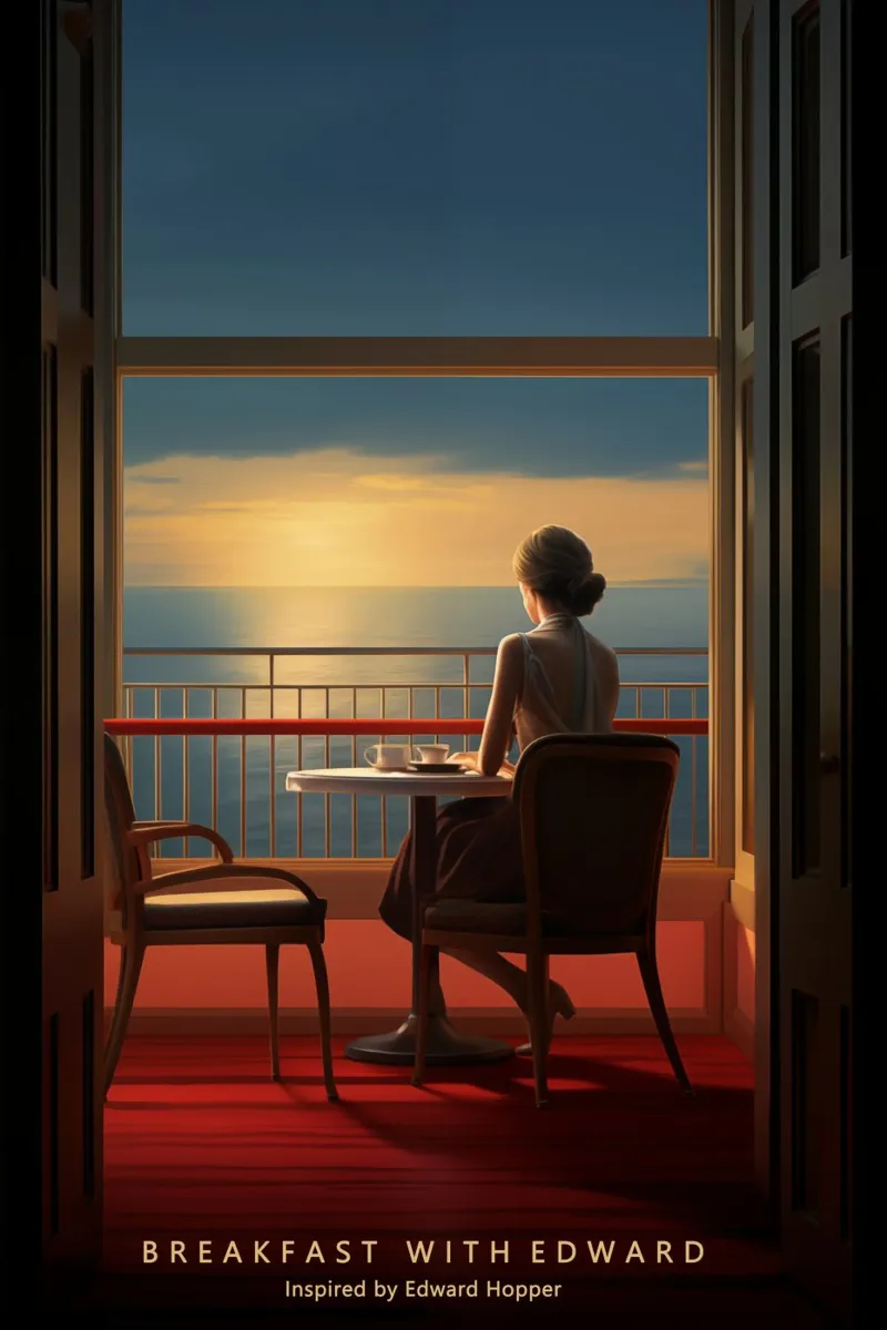 Colazione con Edward | Ispirato a Edward Hopper poster con telaio in legno da Autofocus