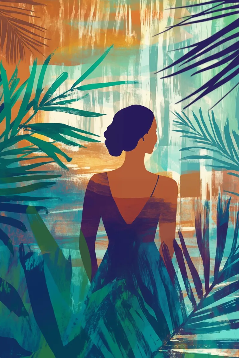 Donna nel paradiso tropicale pellicola backlit da Autofocus