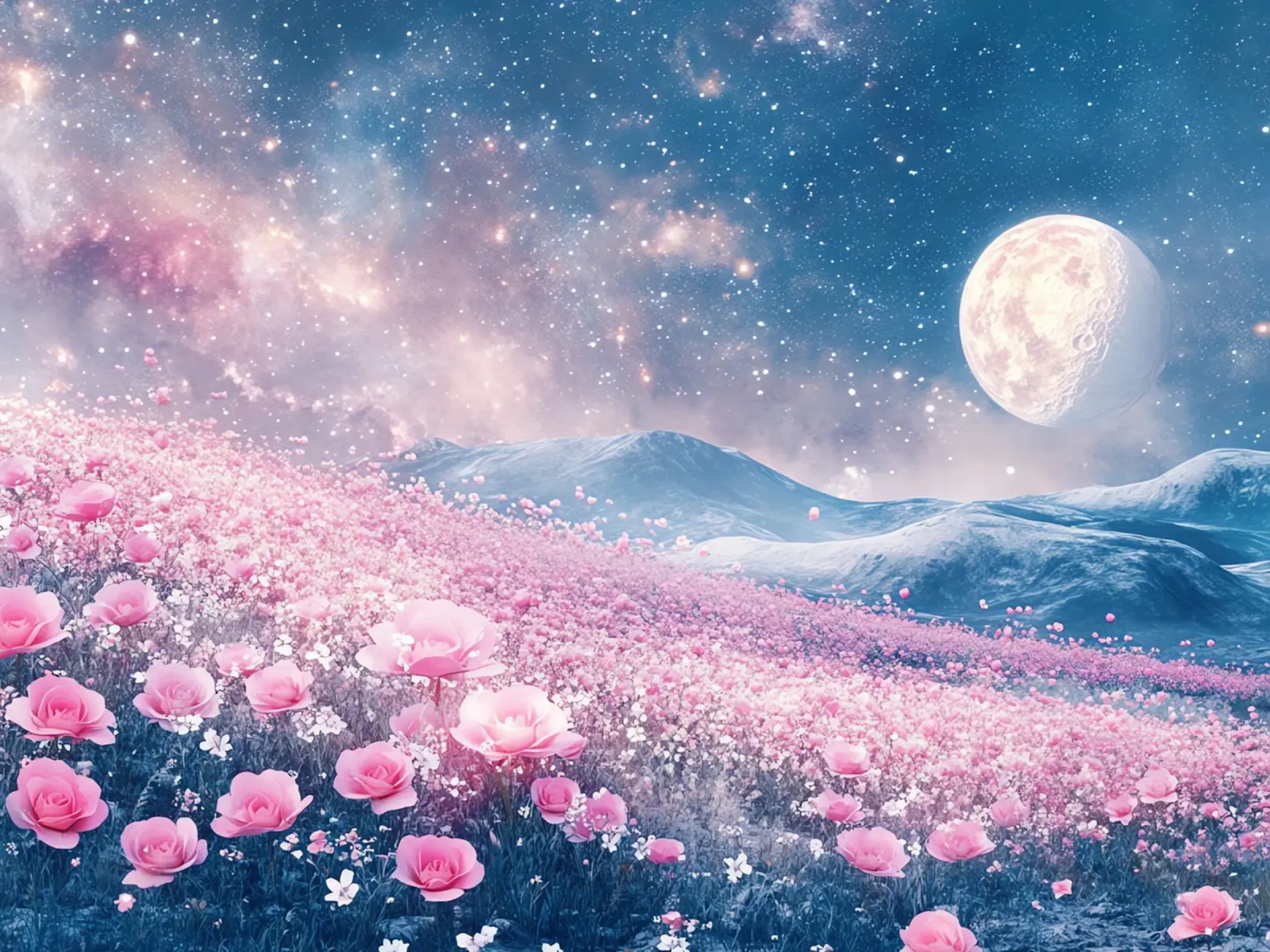 Floral Harmony and Full Moon: The Soul of Flowers hahnemühle by Théïa's Fantasia World