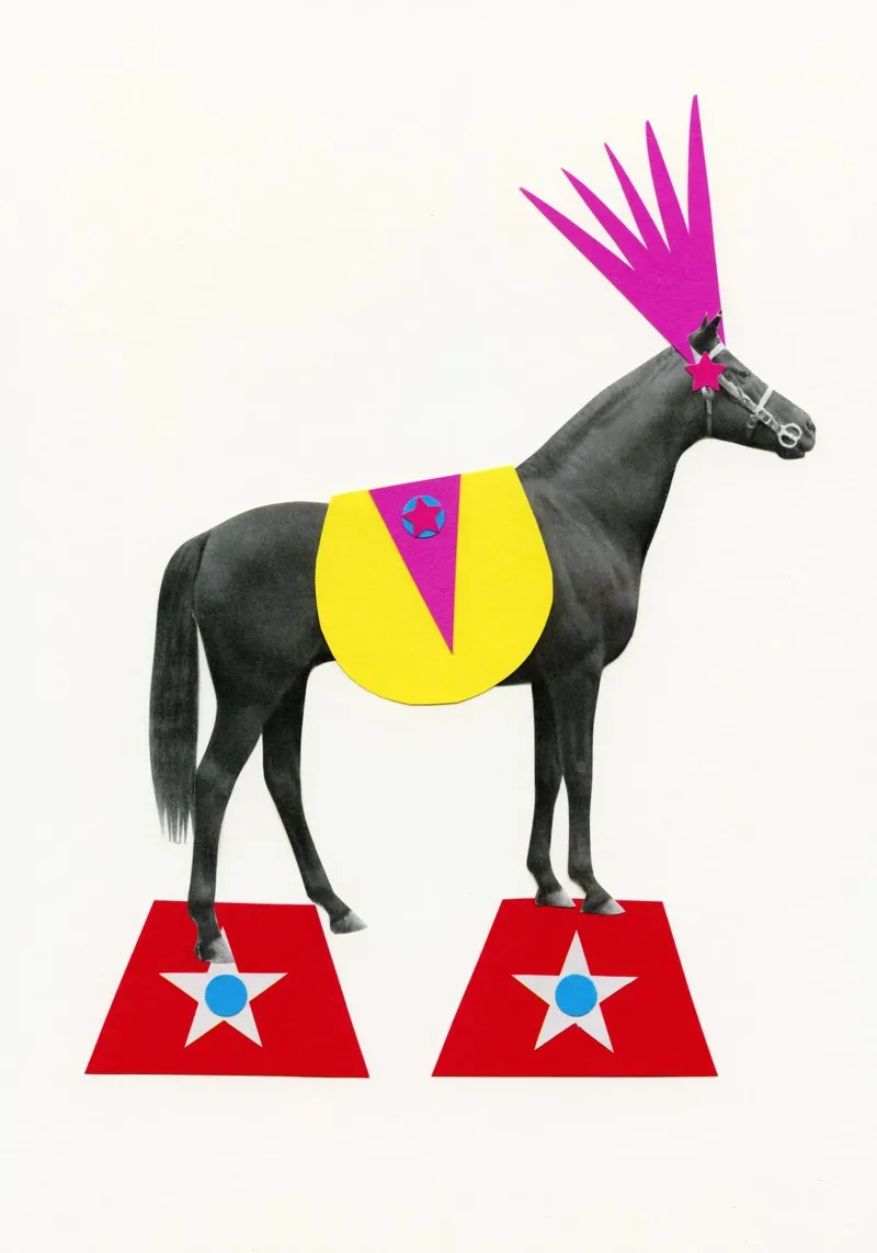 Il circo degli animali fantastici. Parte 1 poster con telaio in alluminio da Cassia Beck Collage