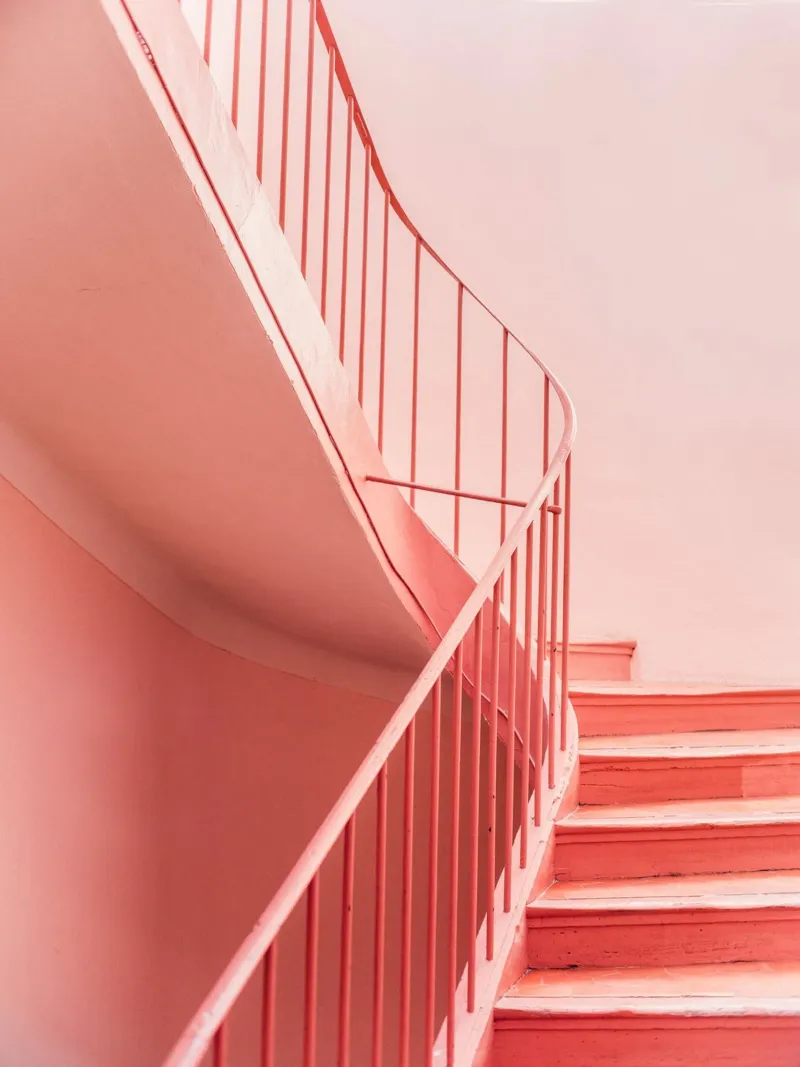 Pink Steps - Architectural Minimalism Photography alluminio dibond da Raisa Zwart Photography