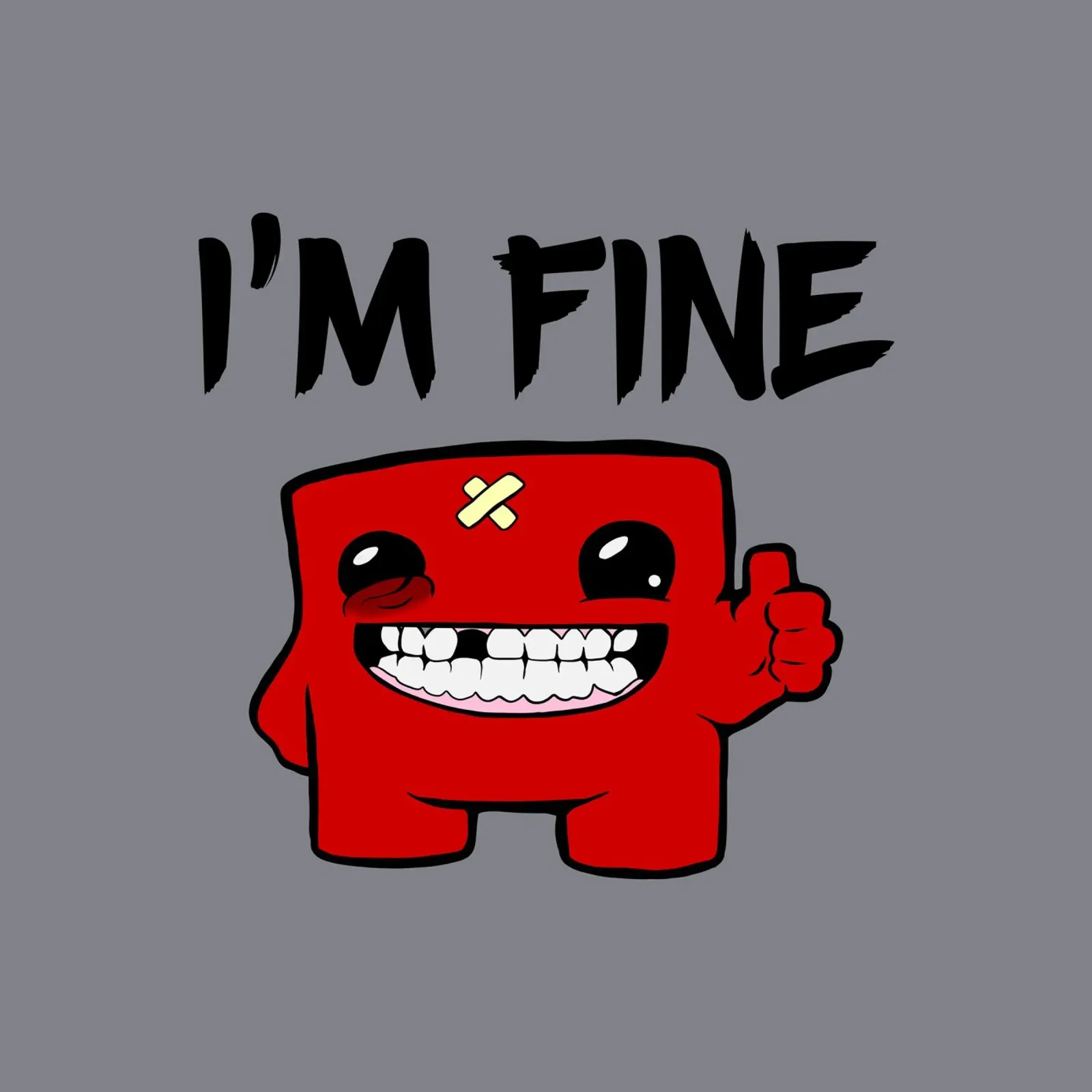 I'm Fine - Super Meat Boy forex plate by Loobs