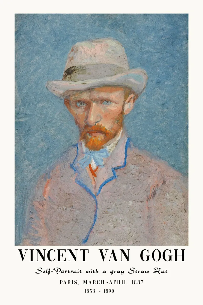 van Gogh self-portrait with straw hat canvas with Floater frame by Carinaprint