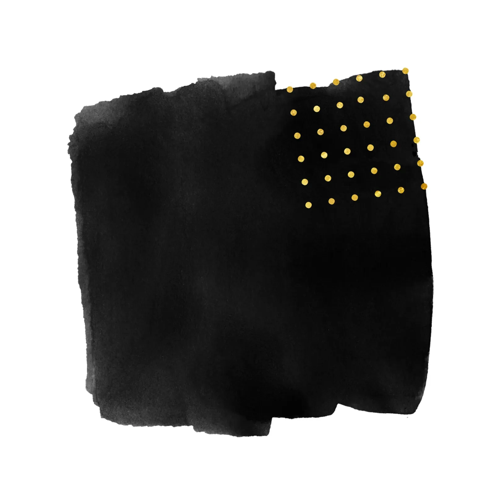Pennellata astratta nera ad acquerello con pois dorati pellicola backlit da amini54