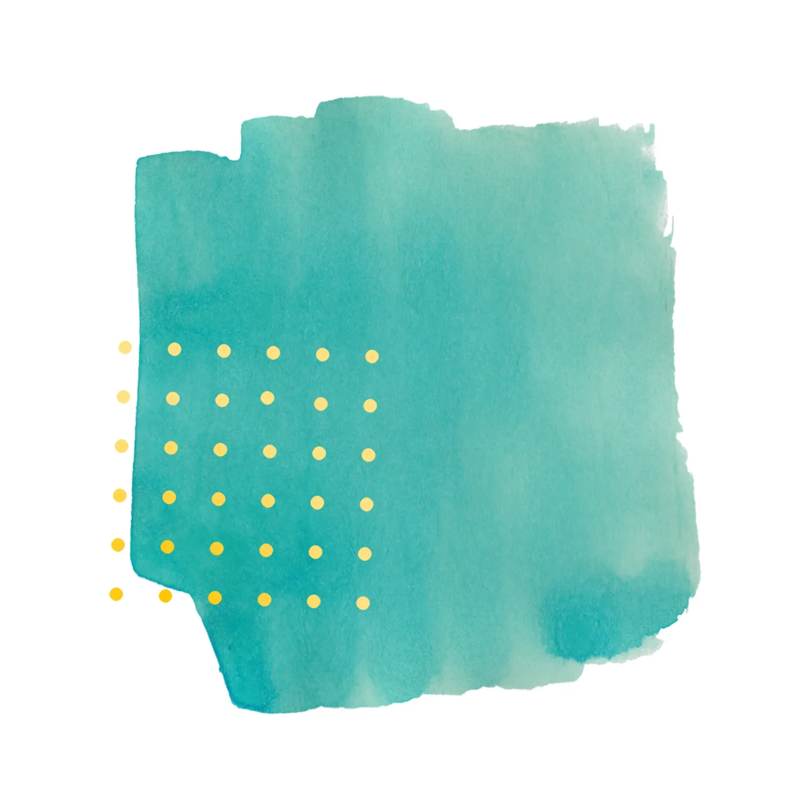 Trait de pinceau abstrait à l'aquarelle sarcelle avec des pois jaunes poster avec cadre en aluminium de amini54
