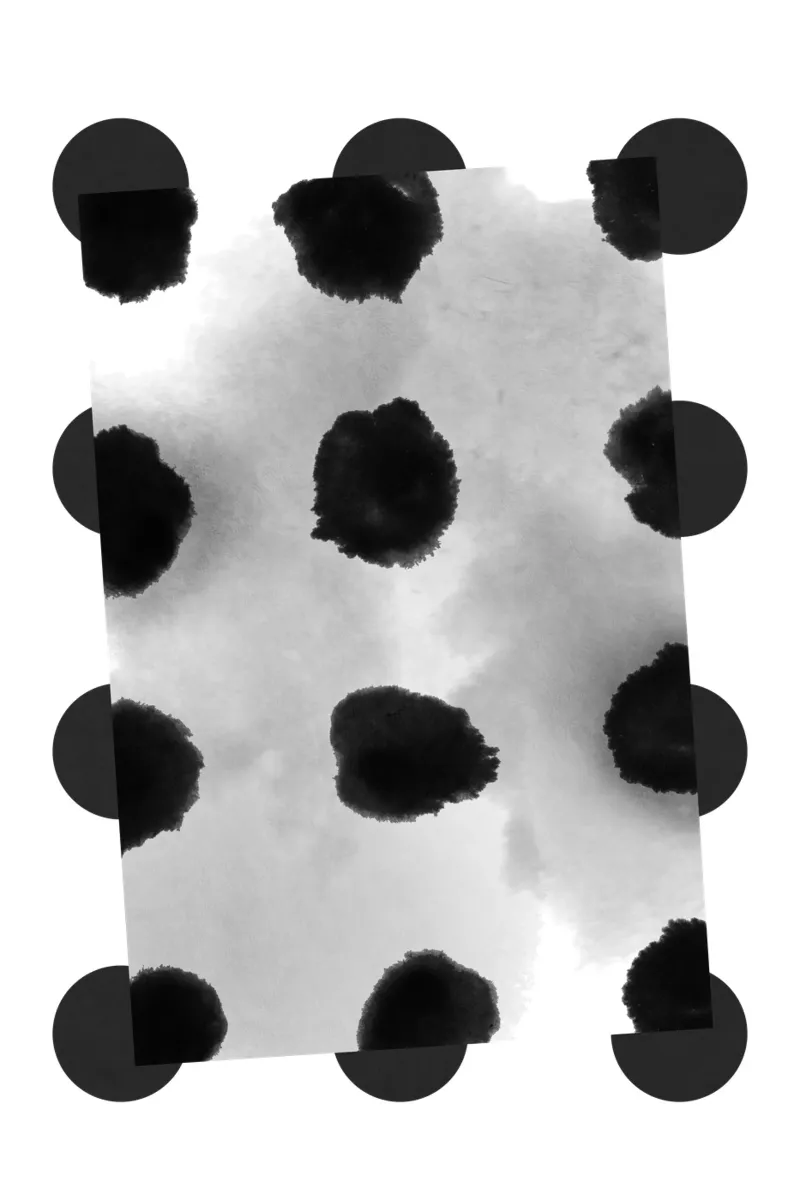 Abstract schilderij polkadots patroon II canvas met Baklijst van amini54