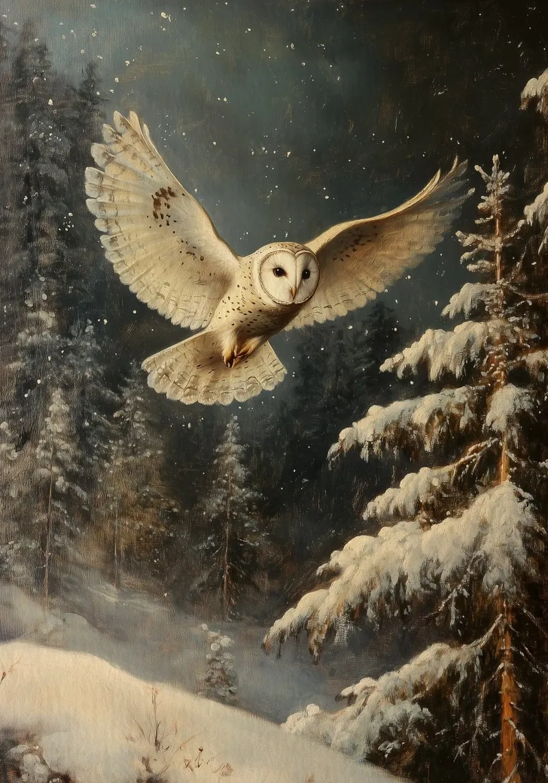 Eule im Winterwald pellicola backlit da Luna & Noctua