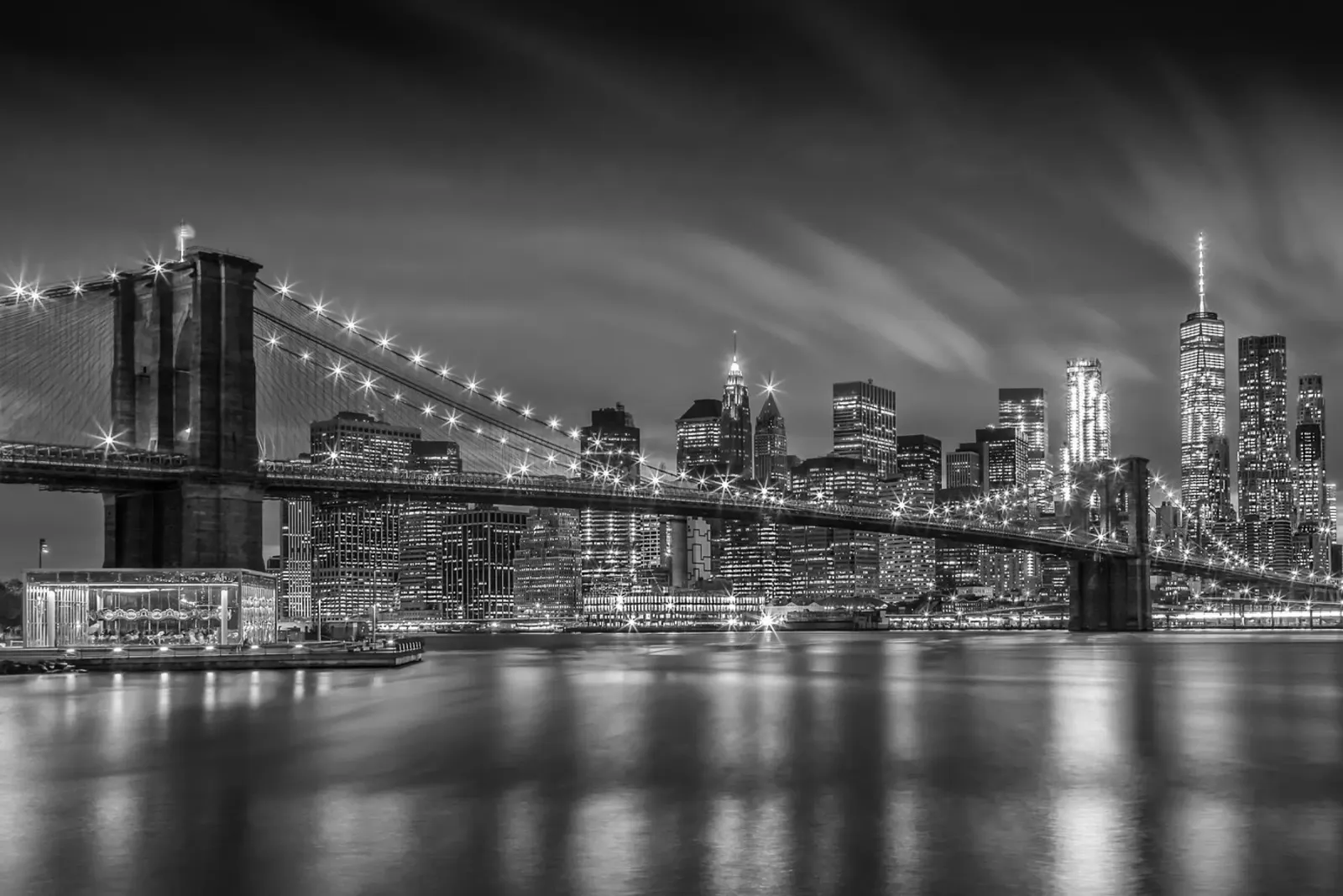 PONTE DI BROOKLYN Impressioni di notte | Monochrom carta hahnemühle da Melanie Viola