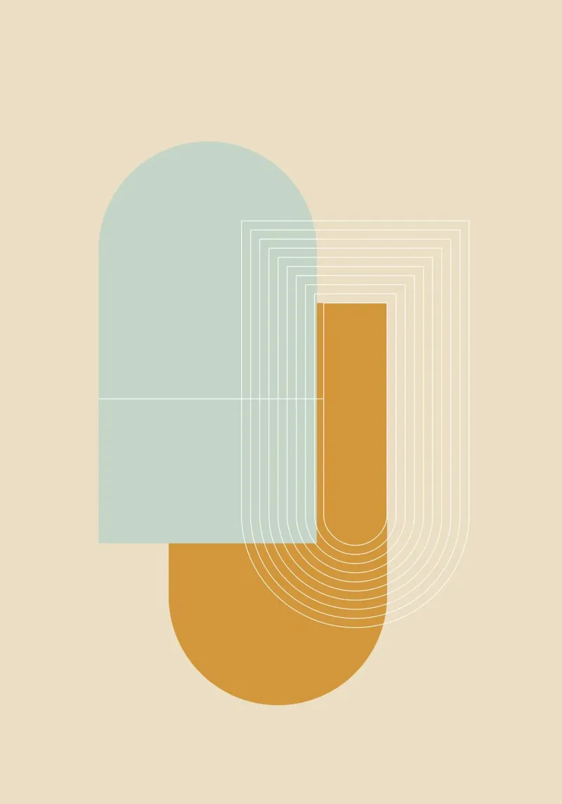 Mid Century Geometric 05 poster con telaio in plastica da KHouse Studio