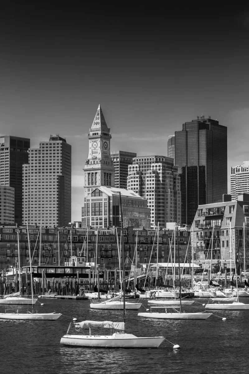 BOSTON Skyline North End e Financial District | Monochrom poster da Melanie Viola