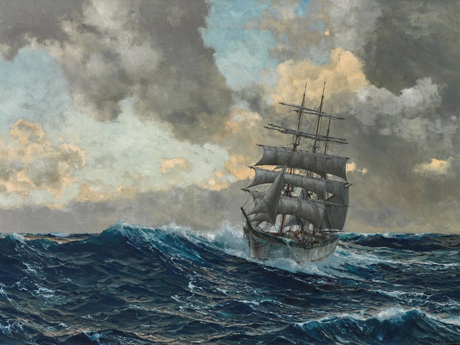 Zeno Diemer - Three-master off the coast poster by ARTOTHEK