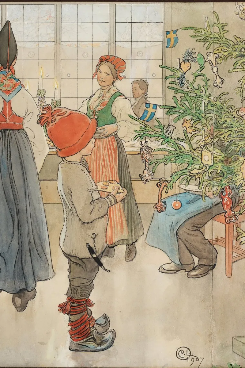 Carl Larsson - Ora è di nuovo Natale. 1907 poster con telaio in legno da ARTOTHEK