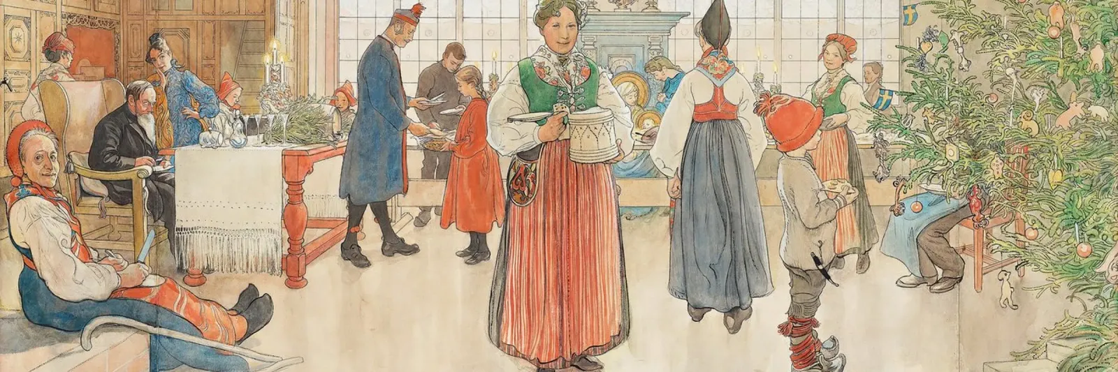 Carl Larsson - Nu is het weer Kerstmis. 1907 canvas met Baklijst van ARTOTHEK