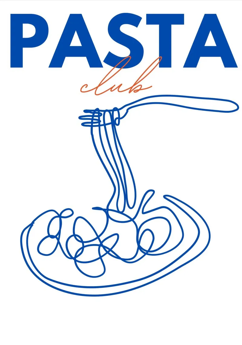 Pasta Club poster con telaio in alluminio da pdigitalprints