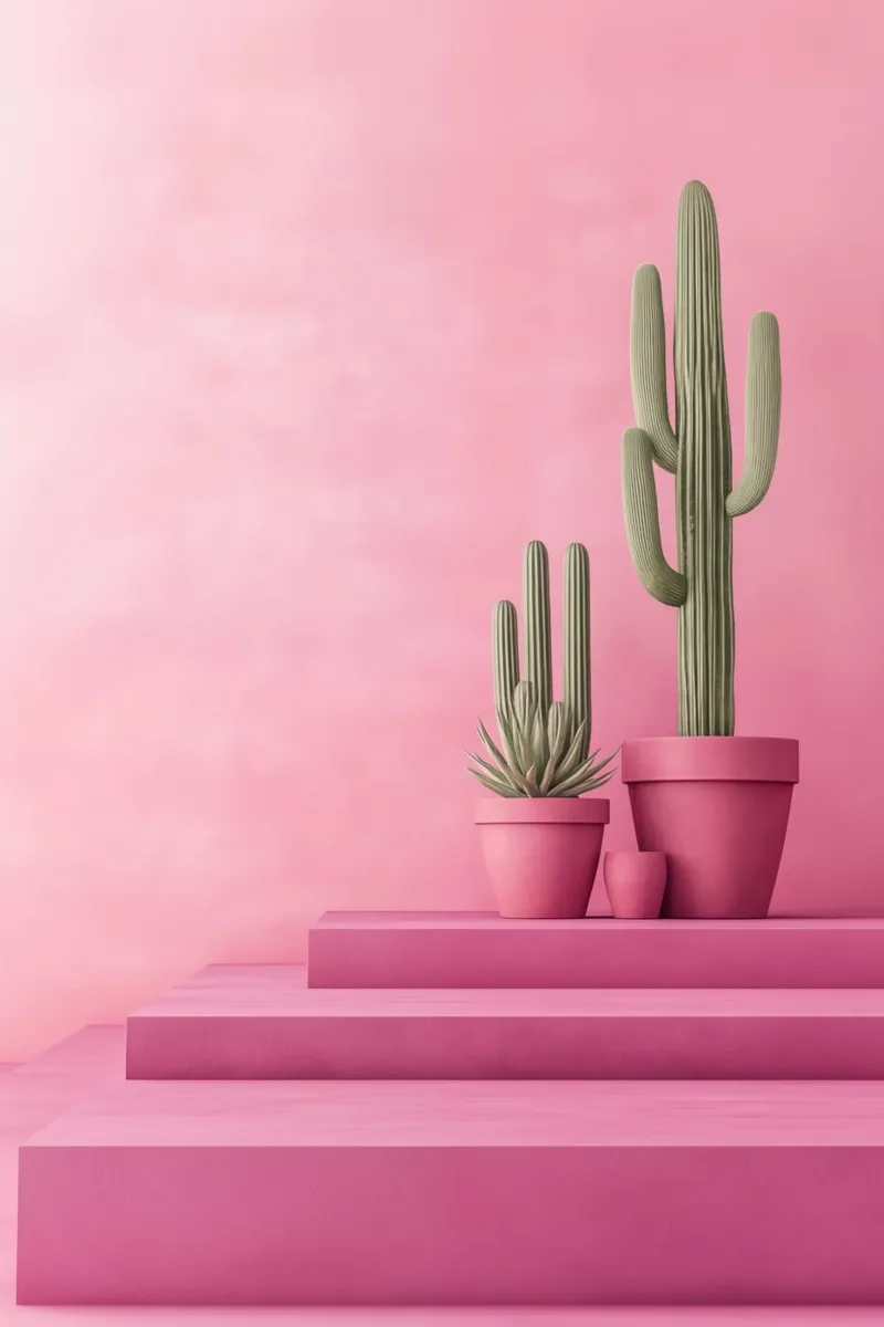 Cactus su rosa pellicola backlit da Autofocus