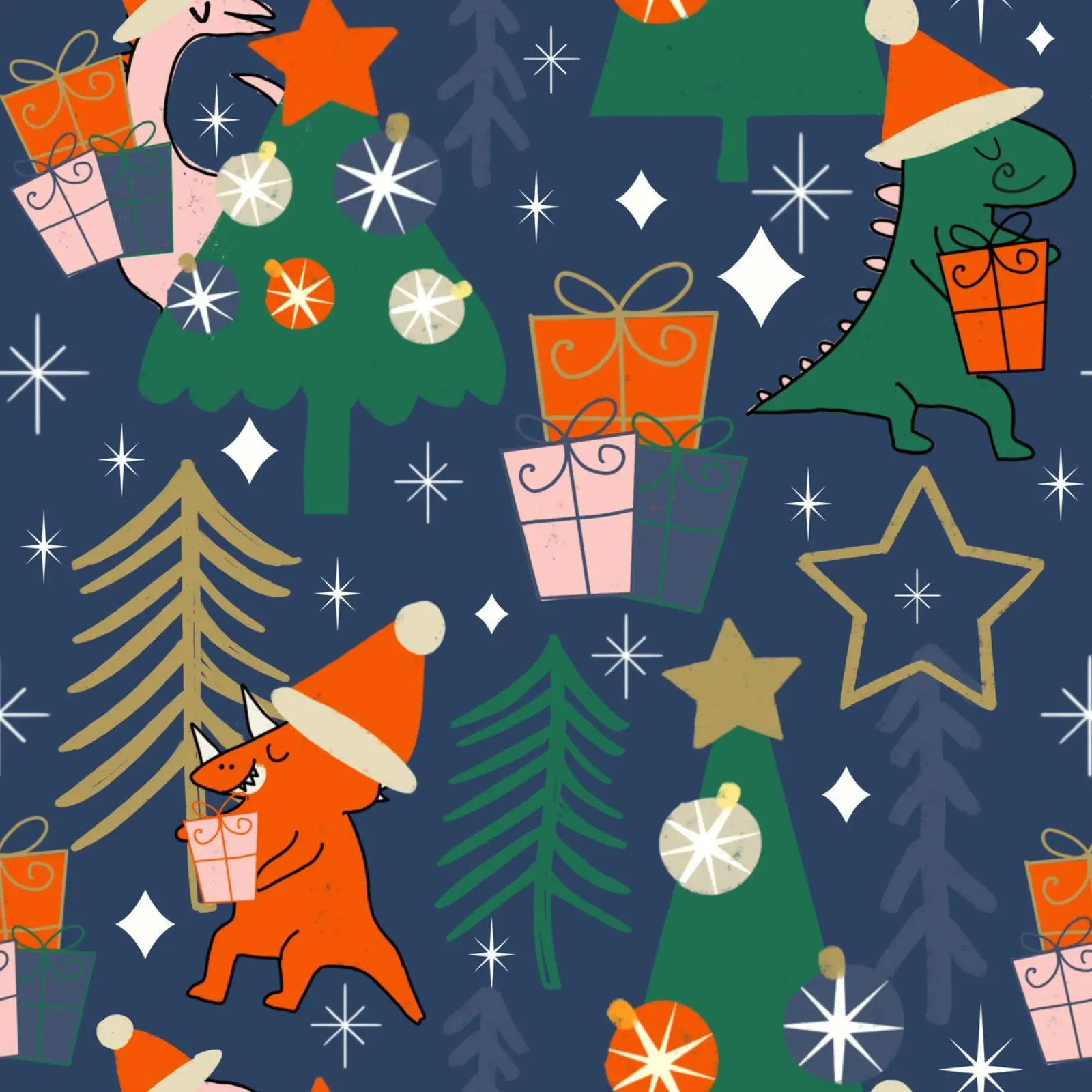 Babbo Natale T-Rex carino poster con telaio in plastica da susanacosta