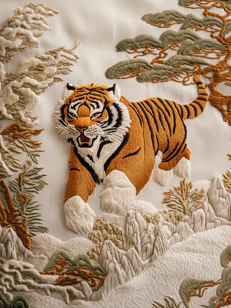 Coperta ricamata con tigre cinese tela con Cornice a cassetta da Autofocus