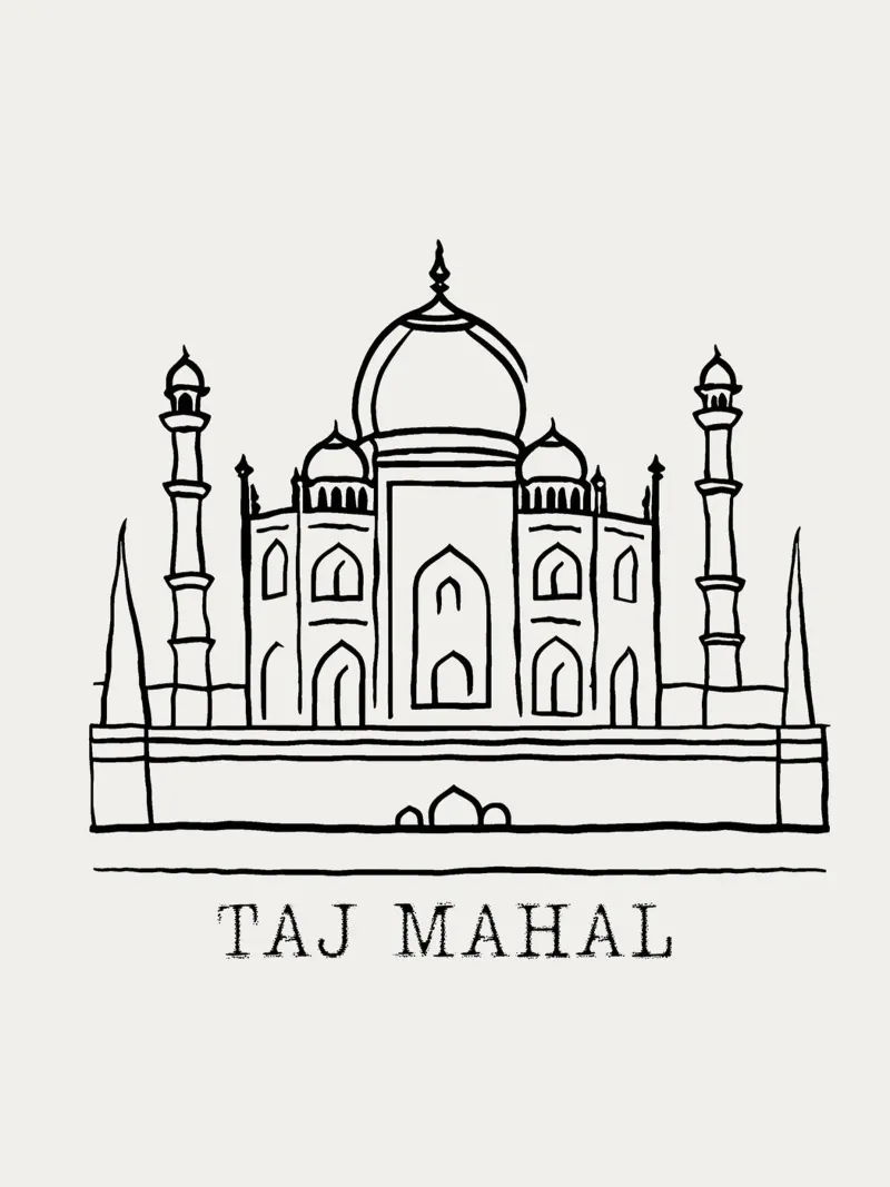 line drawing  Taj Mahal pellicola backlit da ramosashop