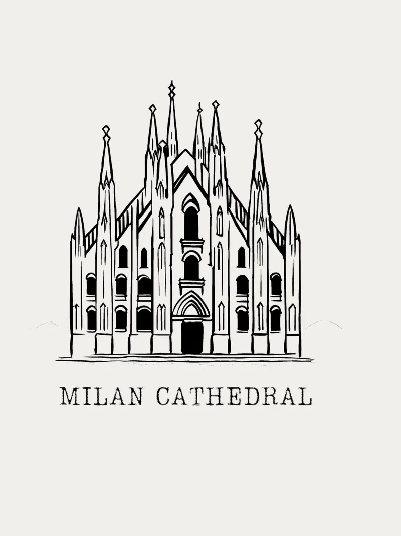 line drawing Milan Cathedral pellicola backlit da ramosashop