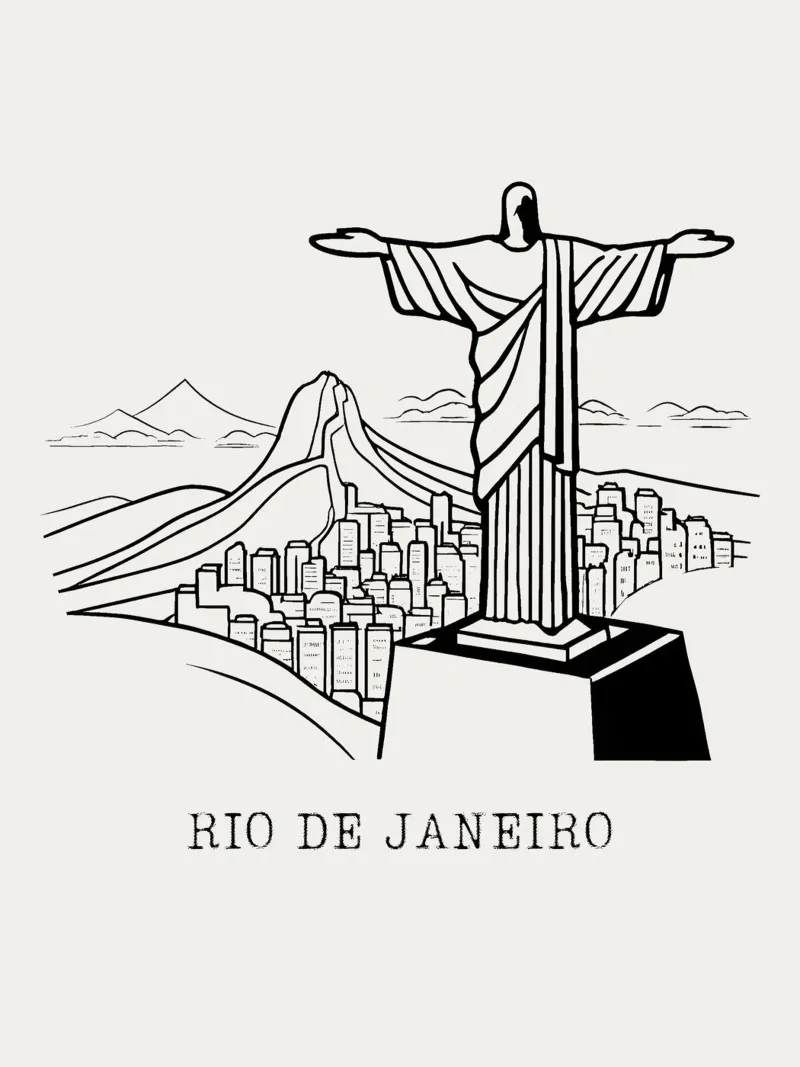 line drawing Rio de Janeiro pellicola backlit da ramosashop