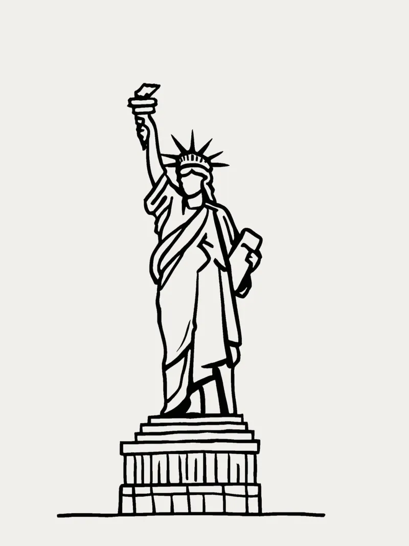 simple line drawing the Statue of Liberty alluminio dibond da ramosashop