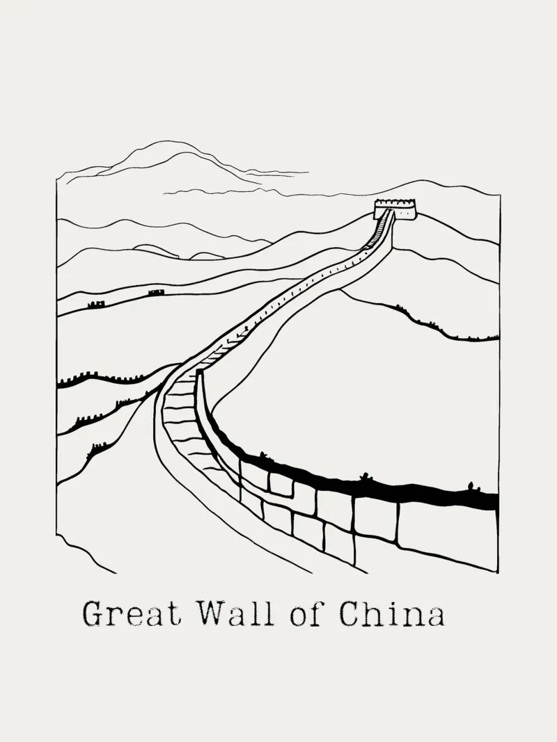 line drawing Great Wall of China poster da ramosashop