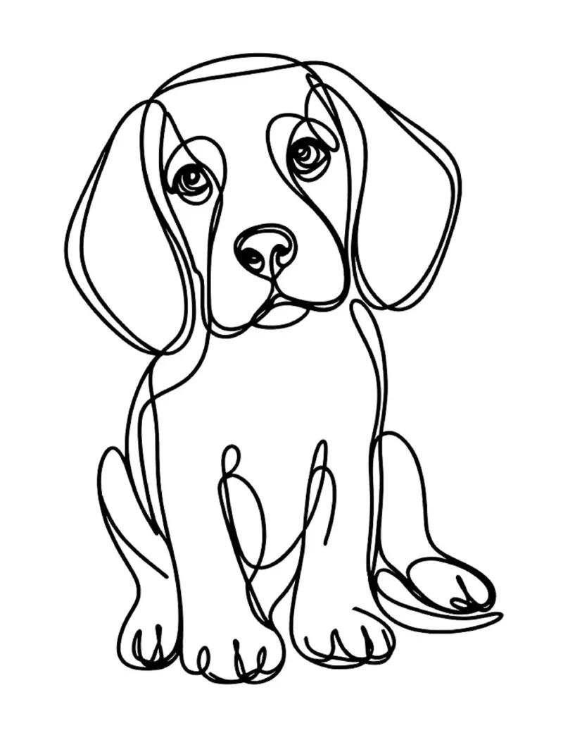 Dessin au trait d'un chien beagle hahnemühle de WijdevenDesign