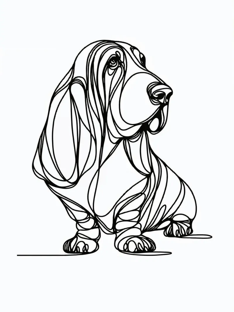 Basset Hound Line Art poster da WijdevenDesign