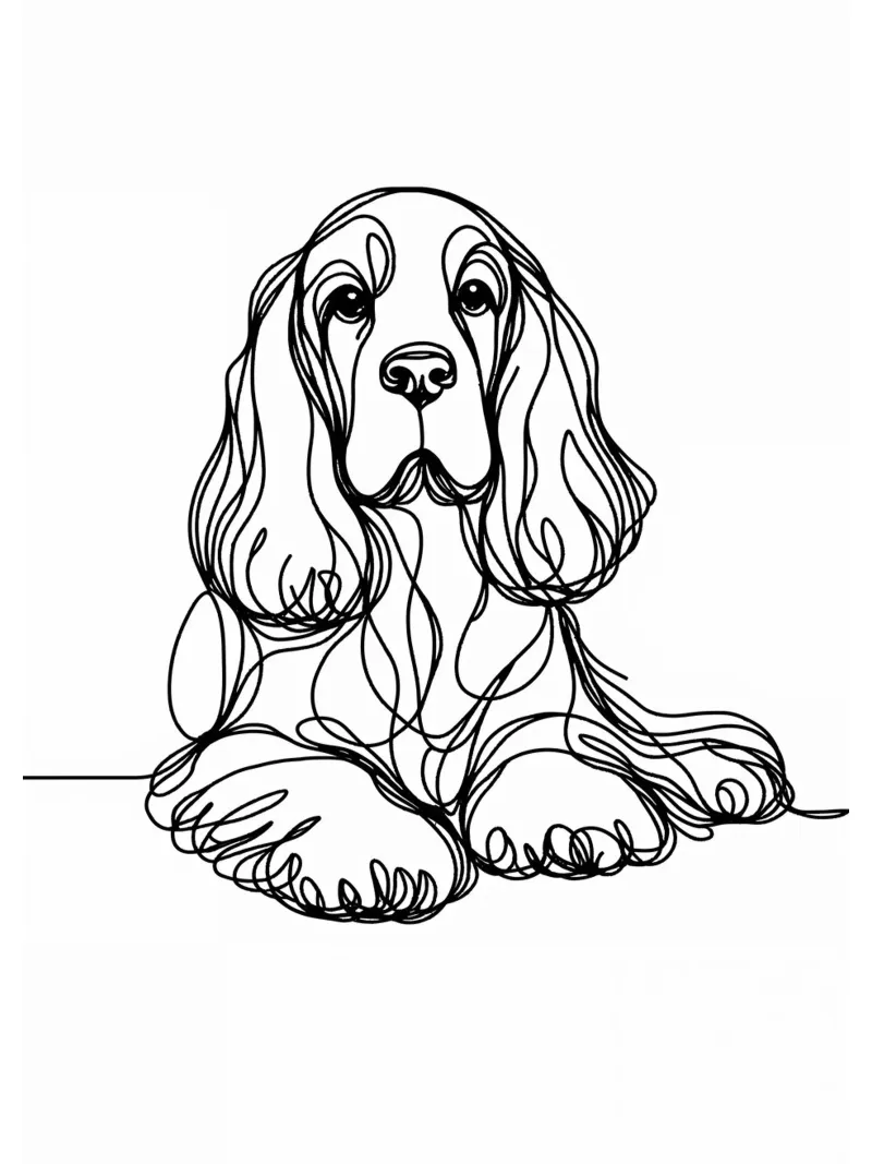 Cane Cocker Spaniel Linea d'arte poster da WijdevenDesign