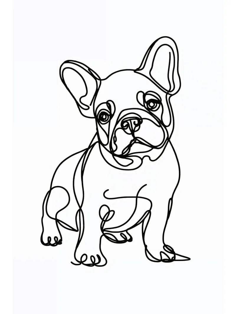 Französische Bulldogge Line Art Backlit Folie von WijdevenDesign