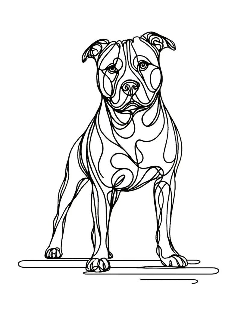 Dessin au trait d'un chien Pitbull hahnemühle de WijdevenDesign