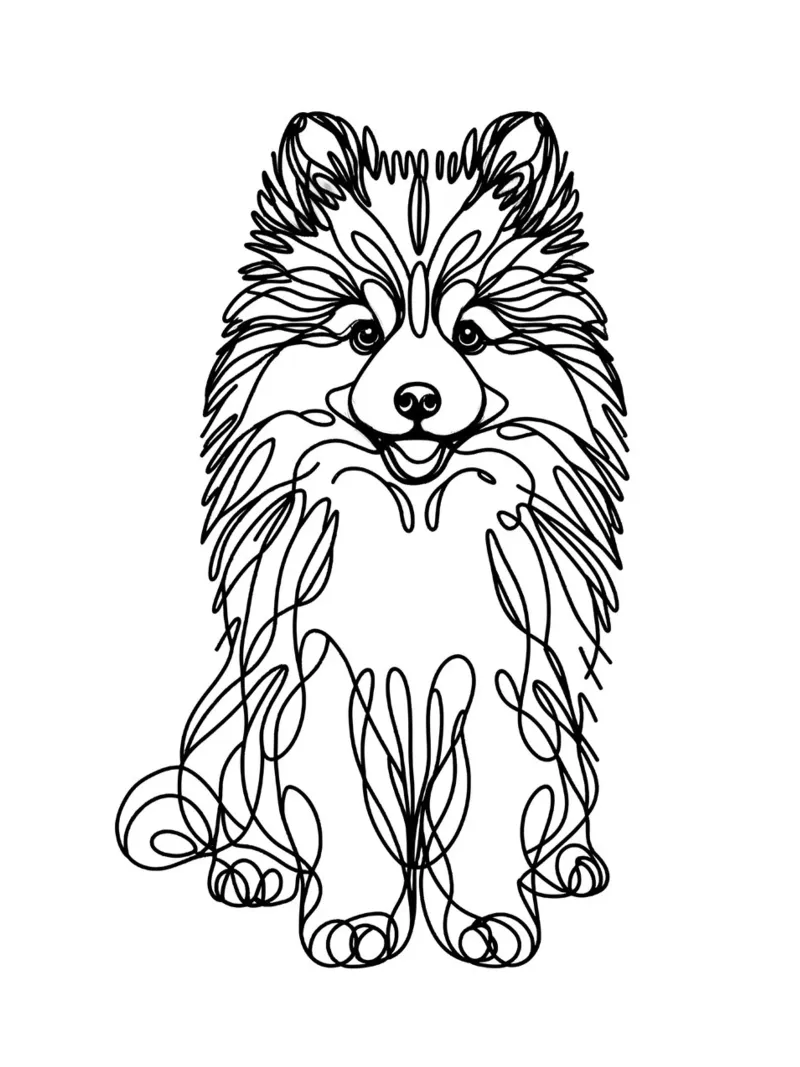 Cane Pomsky Line Art pellicola backlit da WijdevenDesign