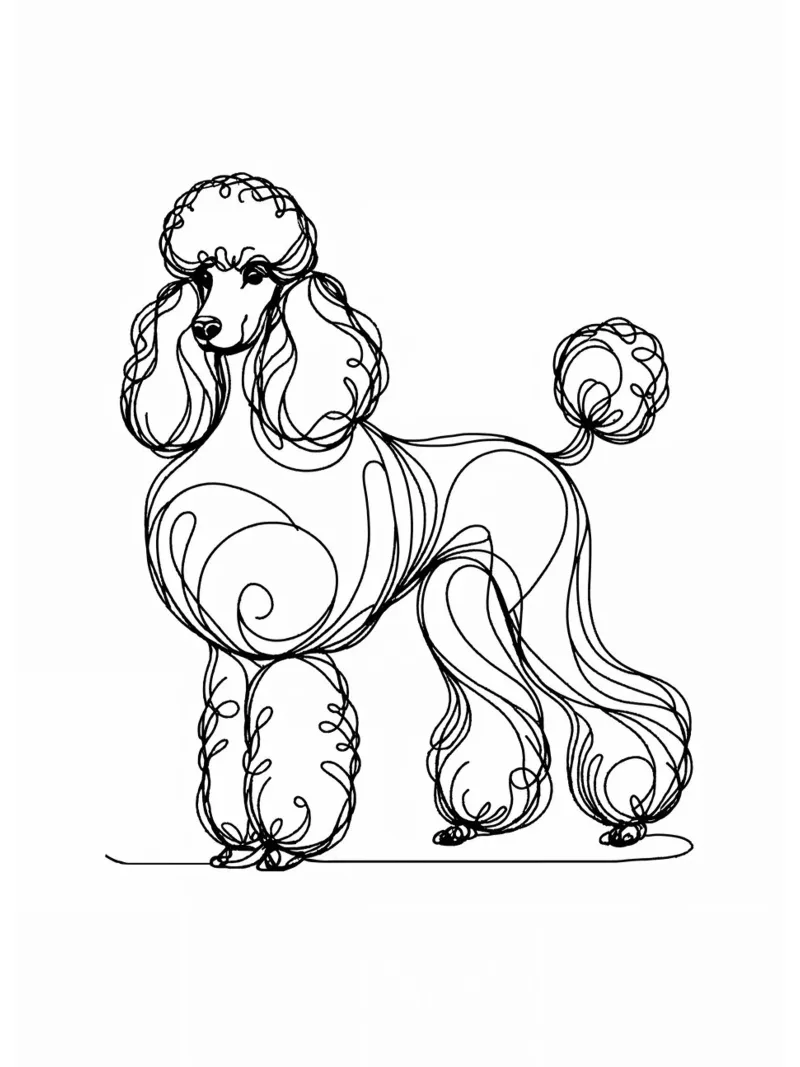 Cane barboncino Line Art poster con telaio in plastica da WijdevenDesign