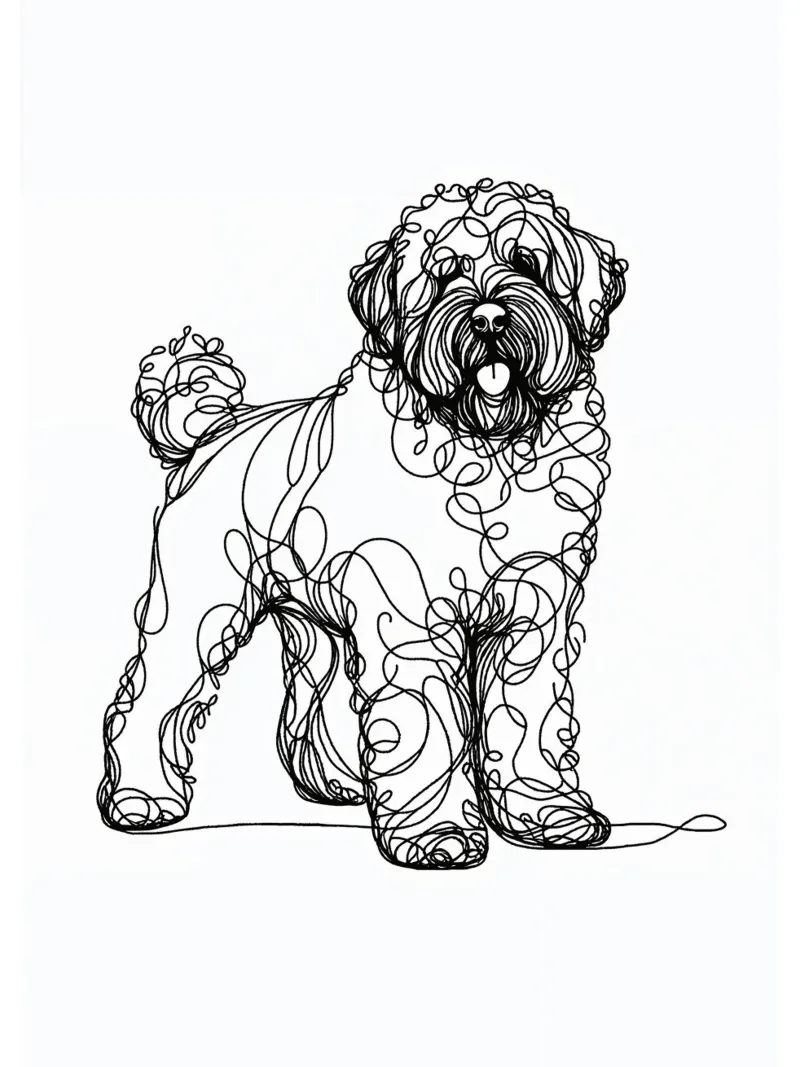 Cane d'acqua portoghese Line Art pellicola backlit da WijdevenDesign