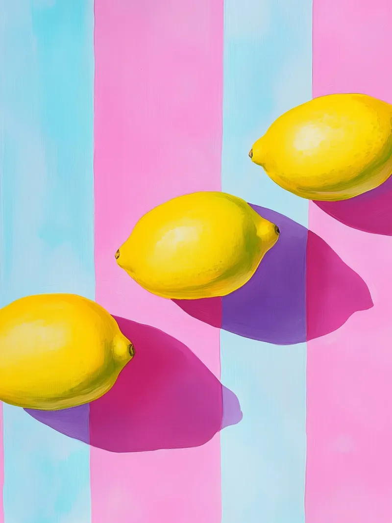 Lemon Stripe Schilderen canvas met Baklijst van Carinaprint