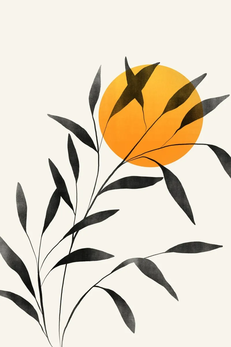 Gatti e puntini - Foglie e tramonto alluminio dibond da The Artcircle