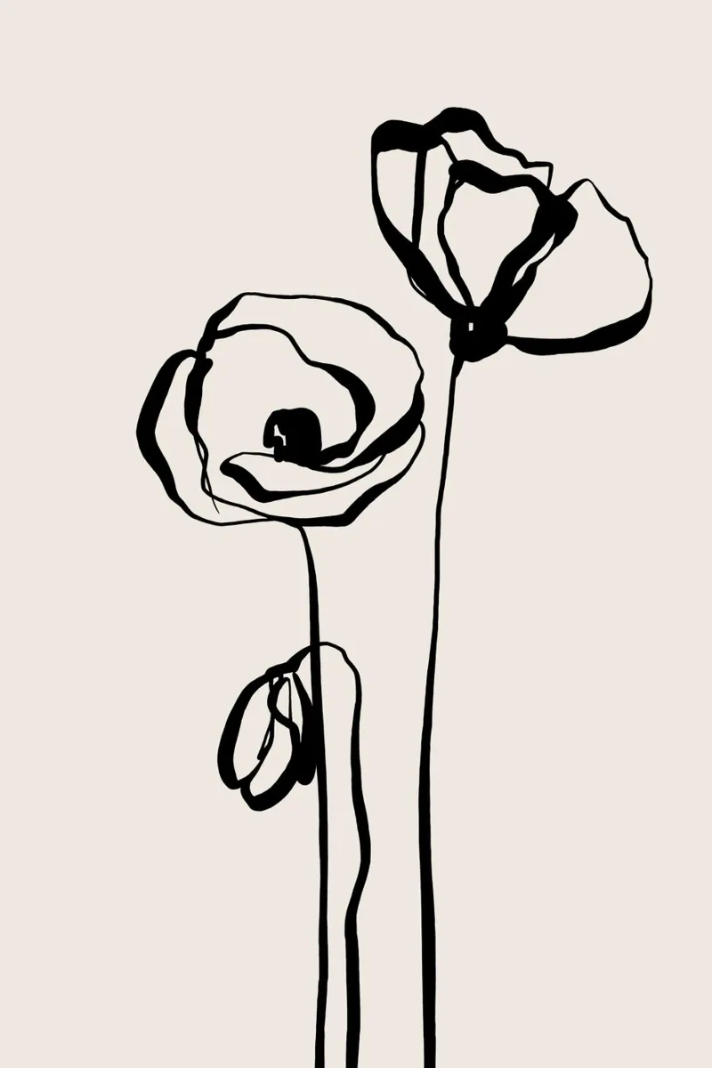 Gatti e puntini - Line Art Poppy 01 pellicola backlit da The Artcircle
