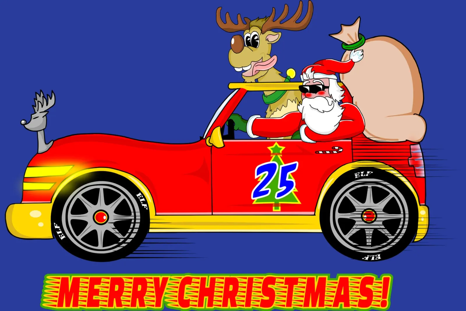 Santa's New Car canvas with Floater frame by sillyindustries