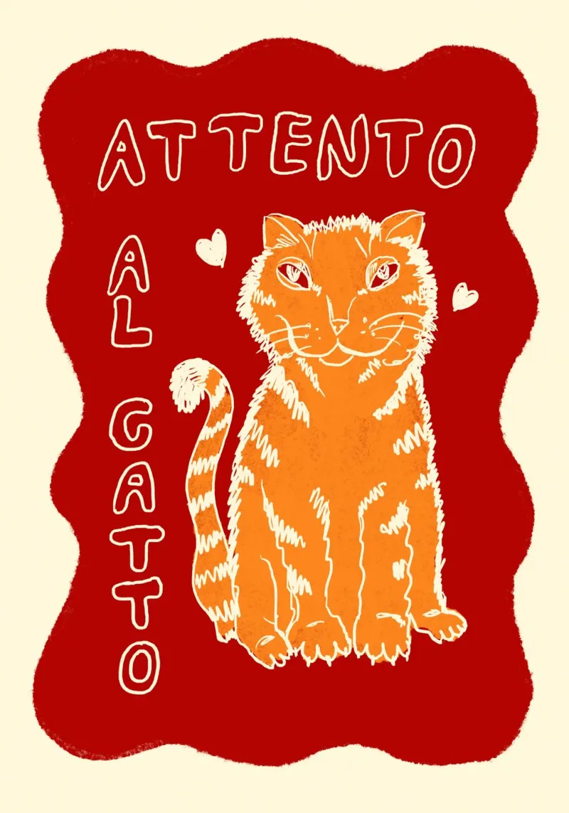 Attento al Catto - Katze orange hahnemühle by Studio Dolci