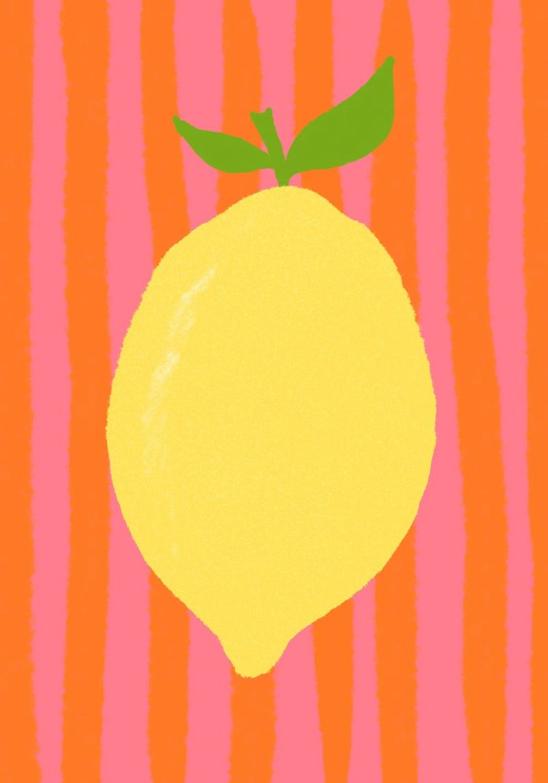 Zitrone pink gestreift Poster von Studio Dolci