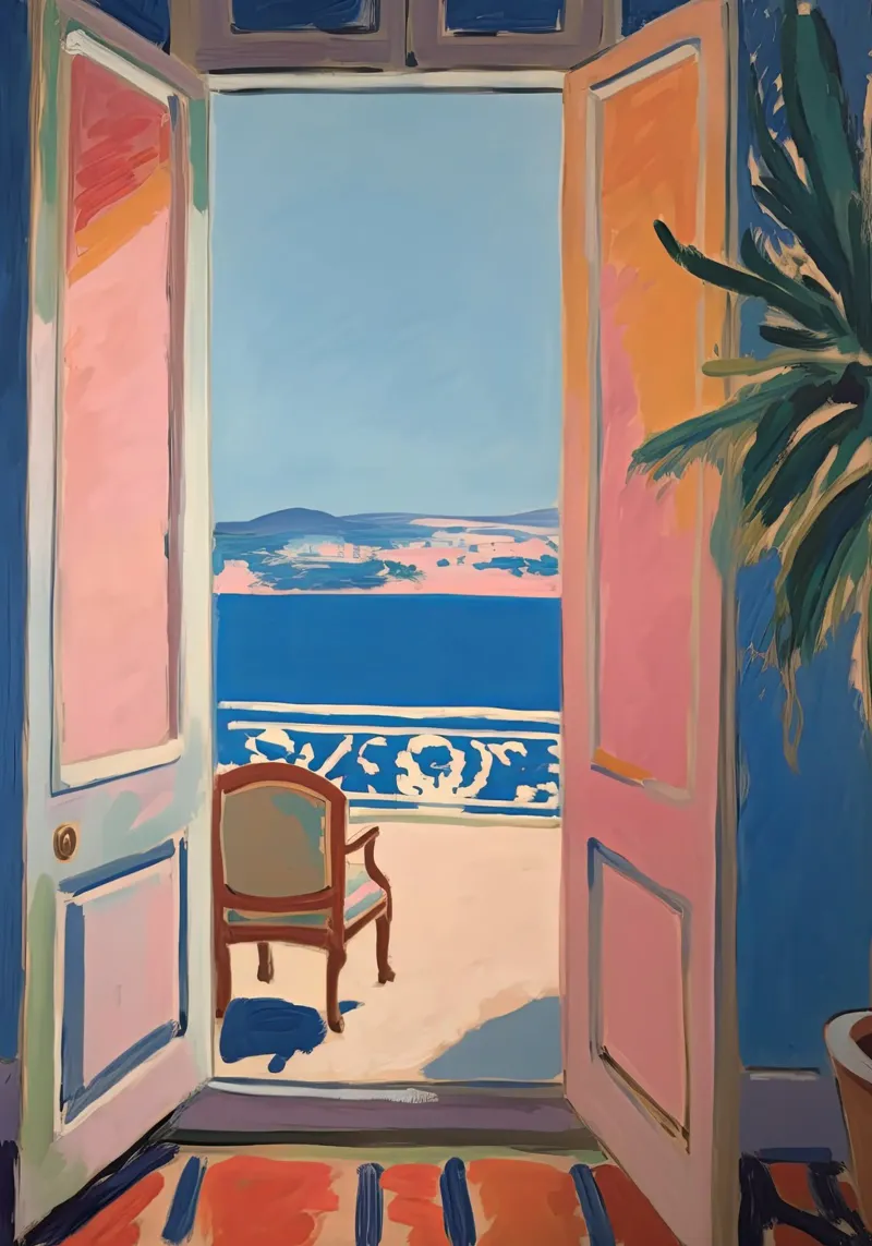 Open Window - inspiriert von Henri Matisse Poster mit Kunststoffrahmen von Nikis Art Studio