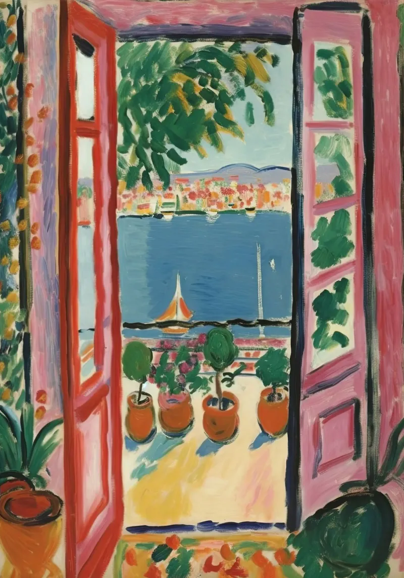 Colour explosion at the window: inspiration from Matisse canvas by Nikis Art Studio