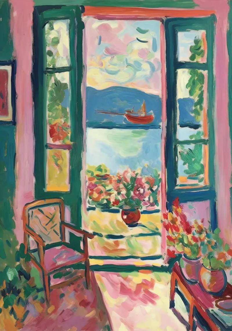 Open Window - inspired by Henri Matisse canvas with Floater frame by Nikis Art Studio