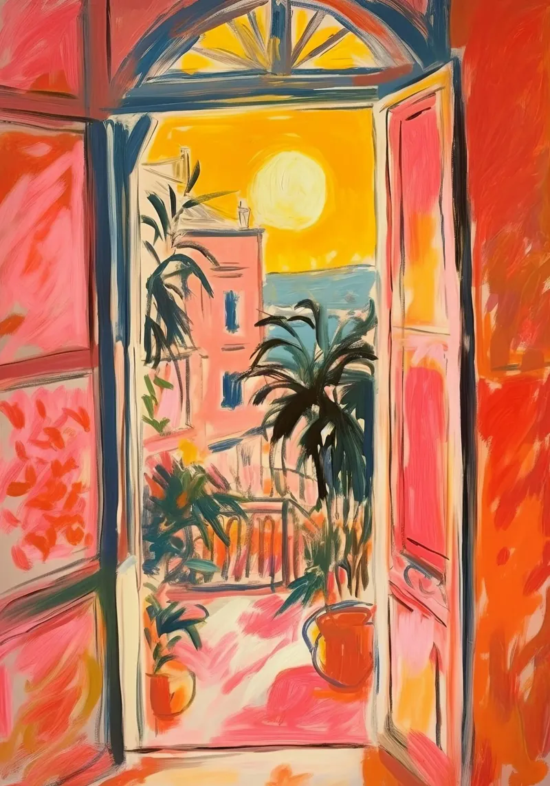 Open Window "Open horizons: A view full of colours" poster by Nikis Art Studio