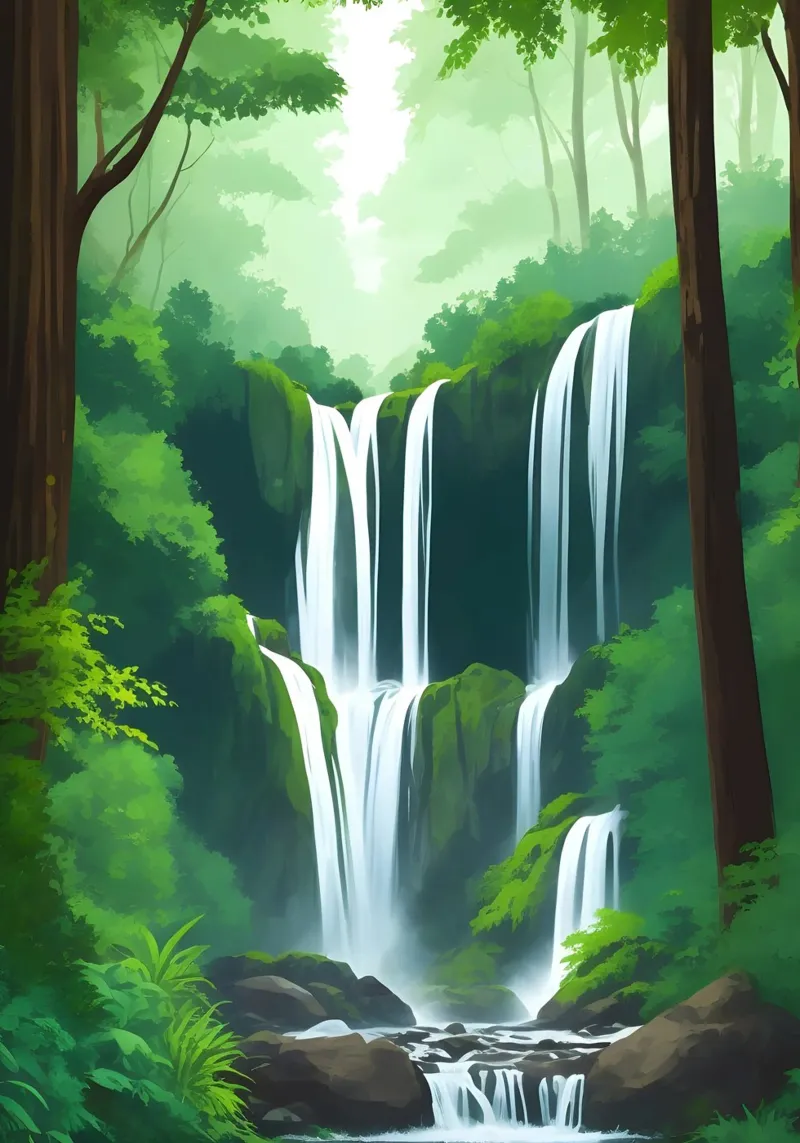 Cascata della foresta pluviale carta hahnemühle da Charnwood Prints